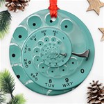 Retro Vintage Turquoise Rotary Dial Spiral Droste Ornament (Round)