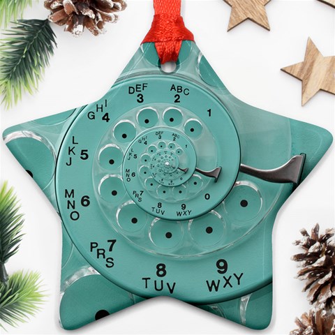 Retro Vintage Turquoise Rotary Dial Spiral Droste Ornament (Star) from ArtsNow.com Front