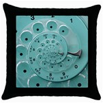 Retro Vintage Turquoise Rotary Dial Spiral Droste Throw Pillow Case (Black)