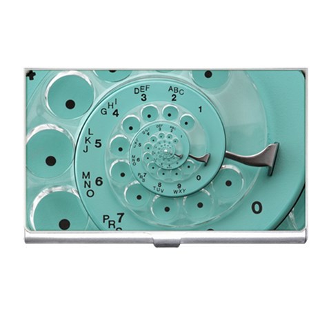 Retro Vintage Turquoise Rotary Dial Spiral Droste Business Card Holder from ArtsNow.com Front