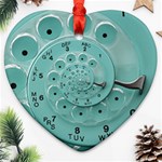 Retro Vintage Turquoise Rotary Dial Spiral Droste Heart Ornament (Two Sides)