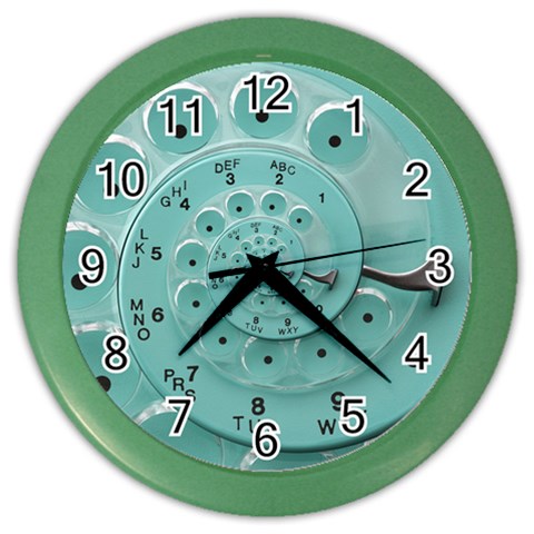 Retro Vintage Turquoise Rotary Dial Spiral Droste Color Wall Clock from ArtsNow.com Front