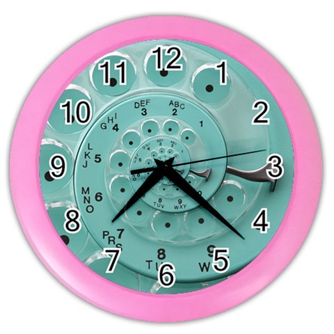 Retro Vintage Turquoise Rotary Dial Spiral Droste Color Wall Clock from ArtsNow.com Front