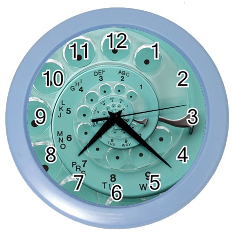 Retro Vintage Turquoise Rotary Dial Spiral Droste Color Wall Clock from ArtsNow.com Front