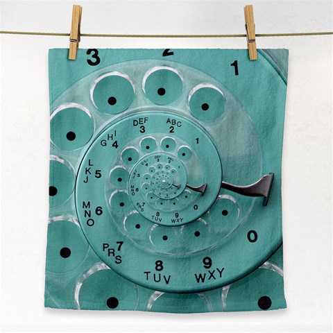 Retro Vintage Turquoise Rotary Dial Spiral Droste Face Towel from ArtsNow.com Front