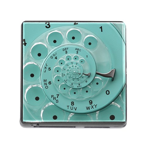 Retro Vintage Turquoise Rotary Dial Spiral Droste Memory Card Reader (Square) from ArtsNow.com Front