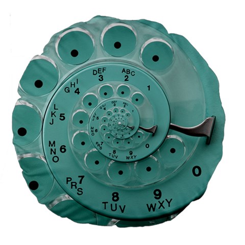 Retro Vintage Turquoise Rotary Dial Spiral Droste Large 18  Premium Round Cushion  from ArtsNow.com Back