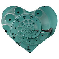 Retro Vintage Turquoise Rotary Dial Spiral Droste Large 19  Premium Heart Shape Cushion from ArtsNow.com Front