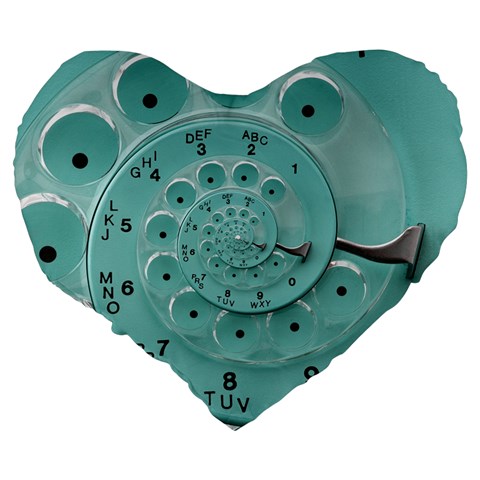 Retro Vintage Turquoise Rotary Dial Spiral Droste Large 19  Premium Heart Shape Cushion from ArtsNow.com Back