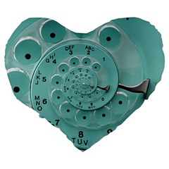 Retro Vintage Turquoise Rotary Dial Spiral Droste Large 19  Premium Heart Shape Cushion from ArtsNow.com Back