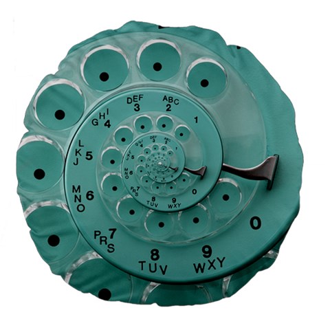 Retro Vintage Turquoise Rotary Dial Spiral Droste Large 18  Premium Flano Round Cushion  from ArtsNow.com Back