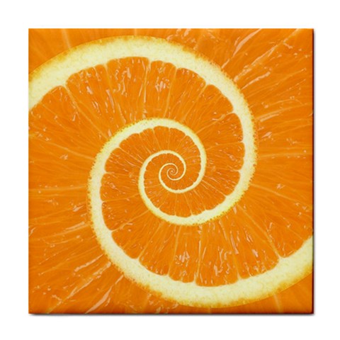 Spiral Citrus Orange Droste Tile Coaster from ArtsNow.com Front