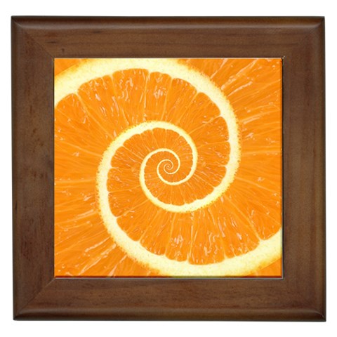 Spiral Citrus Orange Droste Framed Tile from ArtsNow.com Front