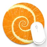 Spiral Citrus Orange Droste Round Mousepad