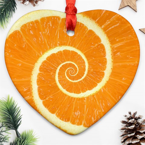 Spiral Citrus Orange Droste Ornament (Heart) from ArtsNow.com Front