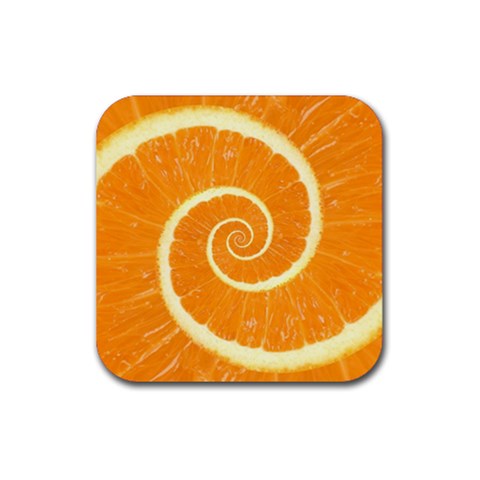 Spiral Citrus Orange Droste Rubber Coaster (Square) from ArtsNow.com Front