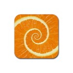 Spiral Citrus Orange Droste Rubber Coaster (Square)