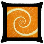 Spiral Citrus Orange Droste Throw Pillow Case (Black)