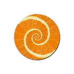 Spiral Citrus Orange Droste Rubber Coaster (Round)