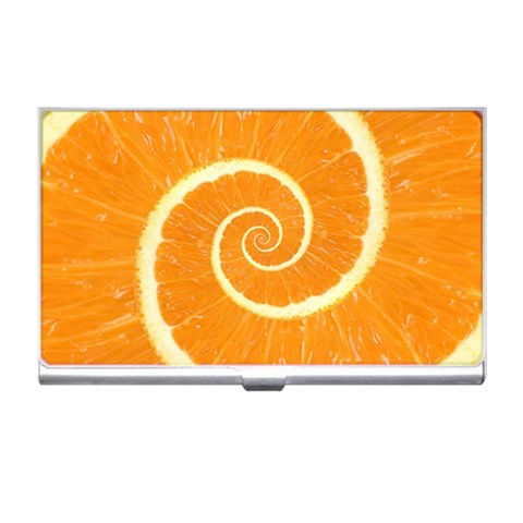 Spiral Citrus Orange Droste Business Card Holder from ArtsNow.com Front