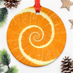 Spiral Citrus Orange Droste Round Ornament (Two Sides) from ArtsNow.com Front