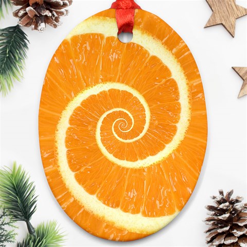 Spiral Citrus Orange Droste Oval Ornament (Two Sides) from ArtsNow.com Front