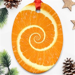 Spiral Citrus Orange Droste Oval Ornament (Two Sides) from ArtsNow.com Front