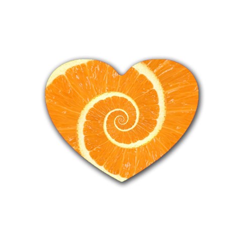 Spiral Citrus Orange Droste Rubber Coaster (Heart) from ArtsNow.com Front