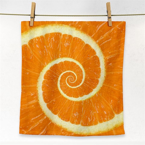 Spiral Citrus Orange Droste Face Towel from ArtsNow.com Front