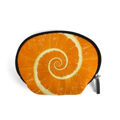 Spiral Citrus Orange Droste Accessory Pouch (Small) from ArtsNow.com Front