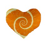 Spiral Citrus Orange Droste Standard 16  Premium Flano Heart Shape Cushion 