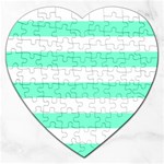 Horizontal Stripes - White and Aquamarine Jigsaw Puzzle (Heart)