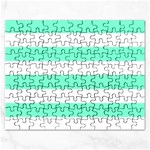 Horizontal Stripes - White and Aquamarine Jigsaw Puzzle (Rectangular)