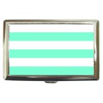 Horizontal Stripes - White and Aquamarine Cigarette Money Case