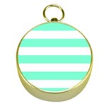 Horizontal Stripes - White and Aquamarine Gold Compass