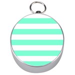 Horizontal Stripes - White and Aquamarine Silver Compass