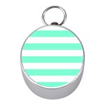 Horizontal Stripes - White and Aquamarine Silver Compass (Mini)