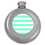 Horizontal Stripes - White and Aquamarine Hip Flask (5 oz)