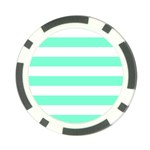 Horizontal Stripes - White and Aquamarine Poker Chip Card Guard (10 pack)