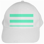 Horizontal Stripes - White and Aquamarine White Cap