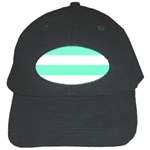 Horizontal Stripes - White and Aquamarine Black Cap