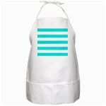 Horizontal Stripes - White and Bright Turquoise BBQ Apron