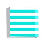 Horizontal Stripes - White and Bright Turquoise 4 x 4  Acrylic Photo Block