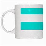 Horizontal Stripes - White and Bright Turquoise White Mug