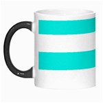 Horizontal Stripes - White and Bright Turquoise Morph Mug