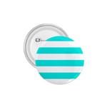 Horizontal Stripes - White and Bright Turquoise 1.75  Button