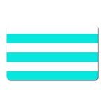 Horizontal Stripes - White and Bright Turquoise Magnet (Rectangular)