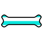 Horizontal Stripes - White and Bright Turquoise Magnet (Dog Bone)