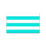 Horizontal Stripes - White and Bright Turquoise Sticker (Rectangular)