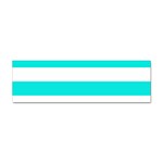 Horizontal Stripes - White and Bright Turquoise Sticker (Bumper)